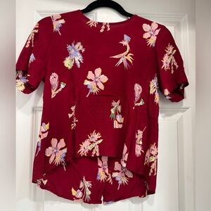 Madewell Burgundy Birds of Paradise Blouse